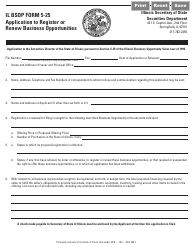Document preview: IL BSOP Form 5-25 Application to Register or Renew Business Opportunities - Illinois