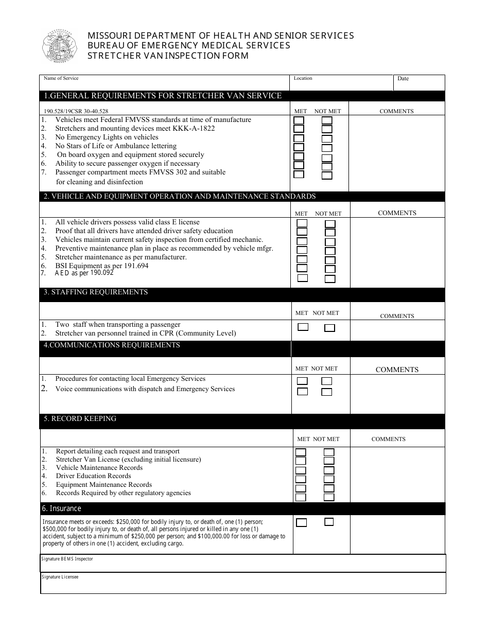 Missouri Vehicle Inspection Requirements VEHICLE UOI