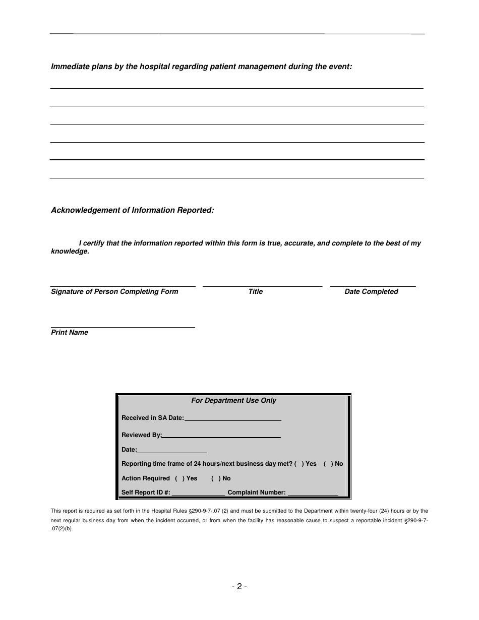 Required Hospital Self Reports - Events / Incidents - Georgia (United States), Page 2