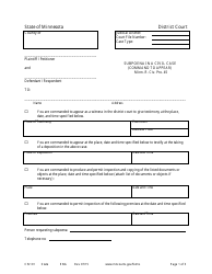 Document preview: Form CIV101 Subpoena in a Civil Case - Minnesota