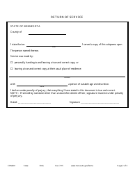 Form CRM401 Subpoena in a Criminal Case - Minnesota, Page 2
