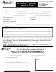 Document preview: Form T21646-0712 Off-The-Road Verification Inspection Form - Massachusetts
