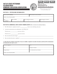 Form DAH00S-4 Out-of-State Petitioner Alcohol/Drug Remedial Education Verification - Illinois