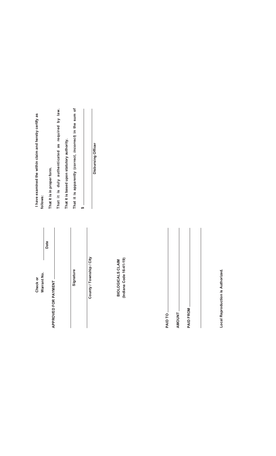 State Form 43918 Application and Claim for Biologicals - Indiana, Page 2