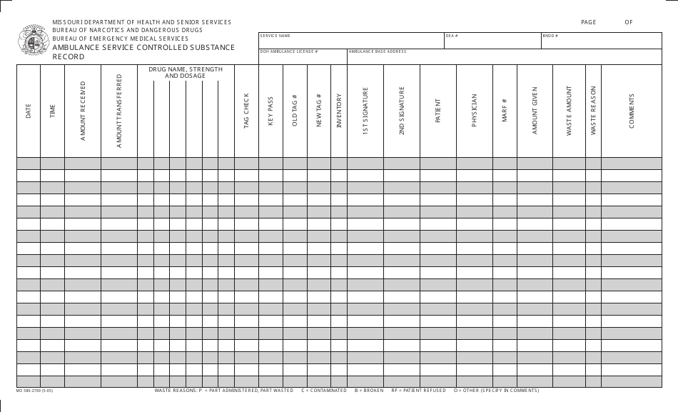 Form MO-580-2769 - Fill Out, Sign Online and Download Printable PDF ...