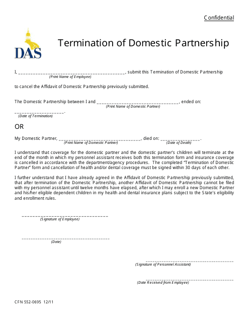 Form CFN552-0695 Termination of Domestic Partnership - Iowa