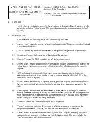 Form DBM-OBA-1-88 &quot;Dbm Gift/Grant Acceptance Form&quot; - Maryland