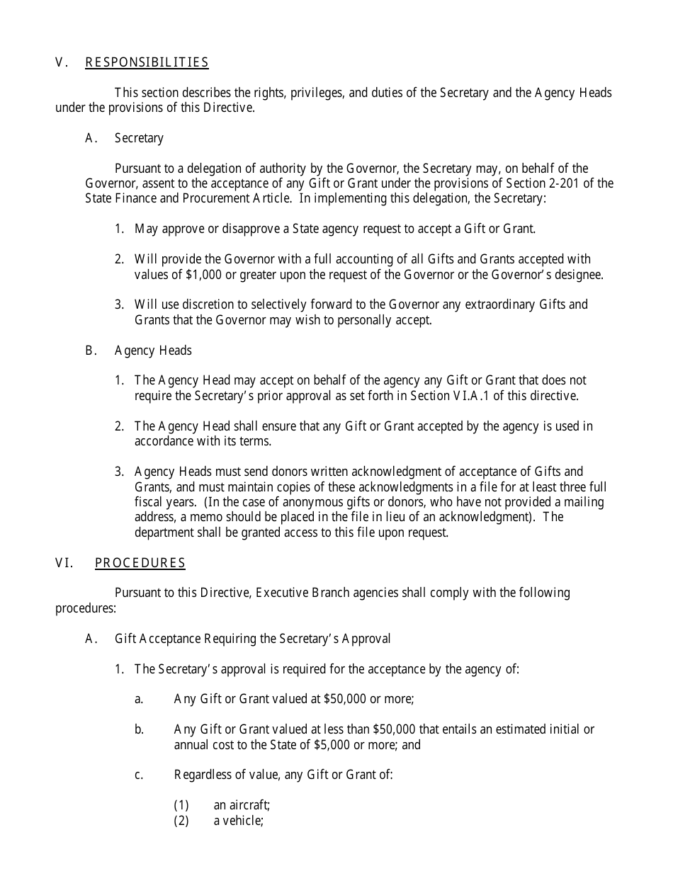 Form DBM-OBA-1-88 Dbm Gift / Grant Acceptance Form - Maryland, Page 3