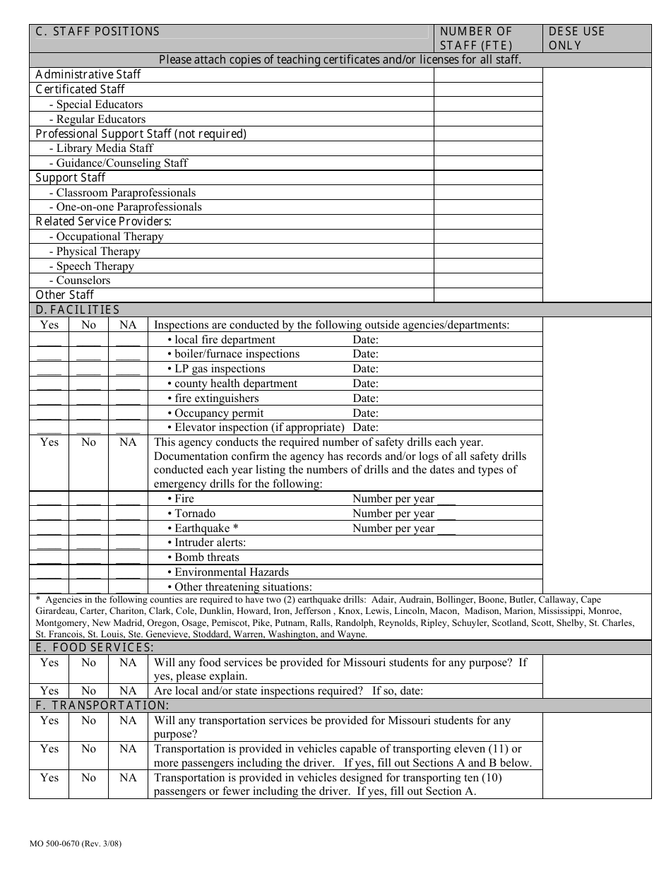 Form MO500-0670 Private Agency Initial Approval Application - Missouri, Page 2