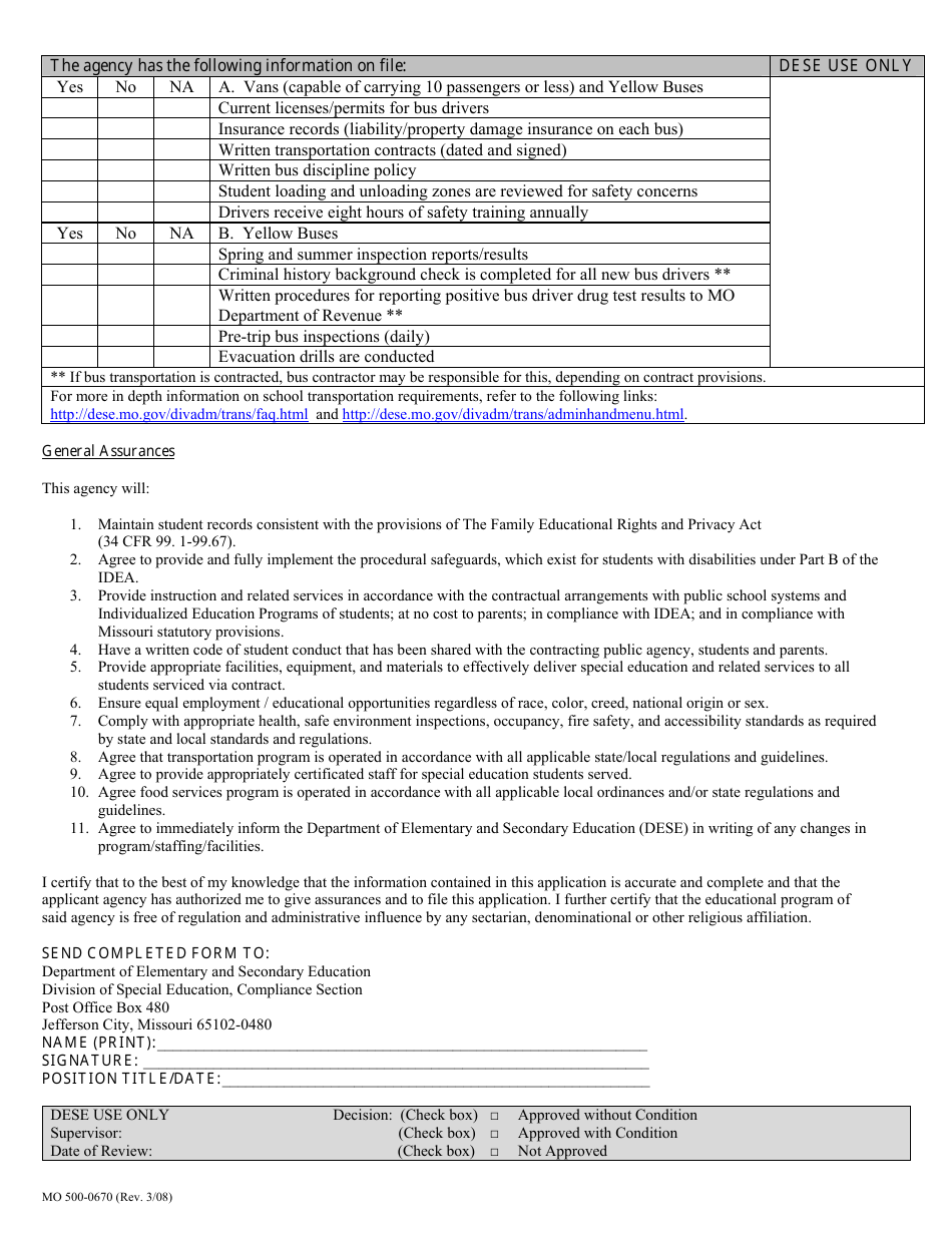 Form MO500-0670 Private Agency Initial Approval Application - Missouri, Page 3
