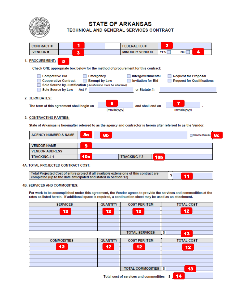 Instructions for Form TGS-1 Technical and General Services Contract - Arkansas, Page 4