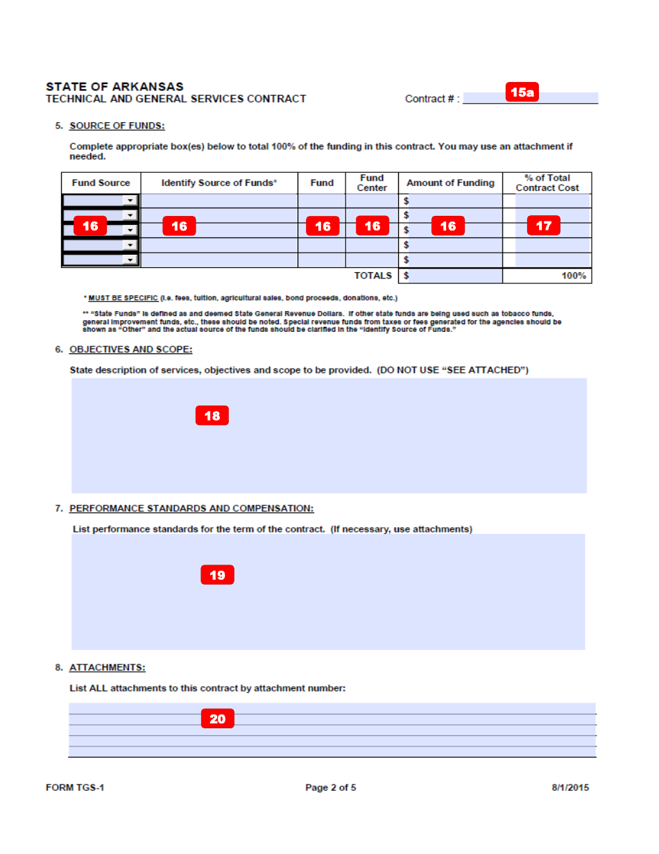 Instructions for Form TGS-1 Technical and General Services Contract - Arkansas, Page 5