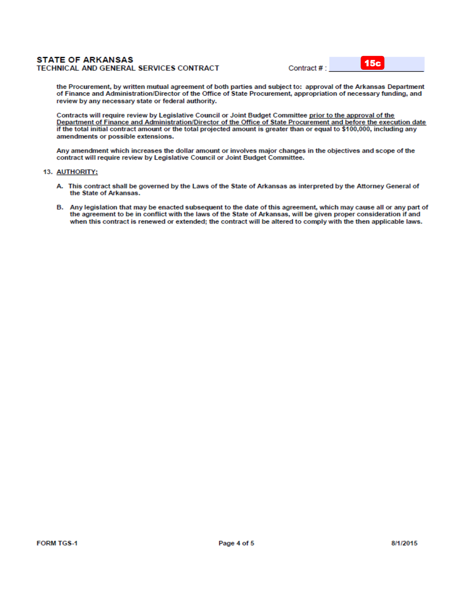 Instructions for Form TGS-1 Technical and General Services Contract - Arkansas, Page 7