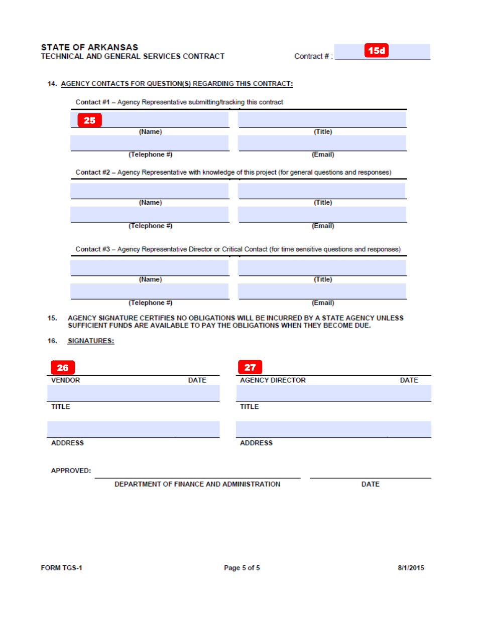 Instructions for Form TGS-1 Technical and General Services Contract - Arkansas, Page 8