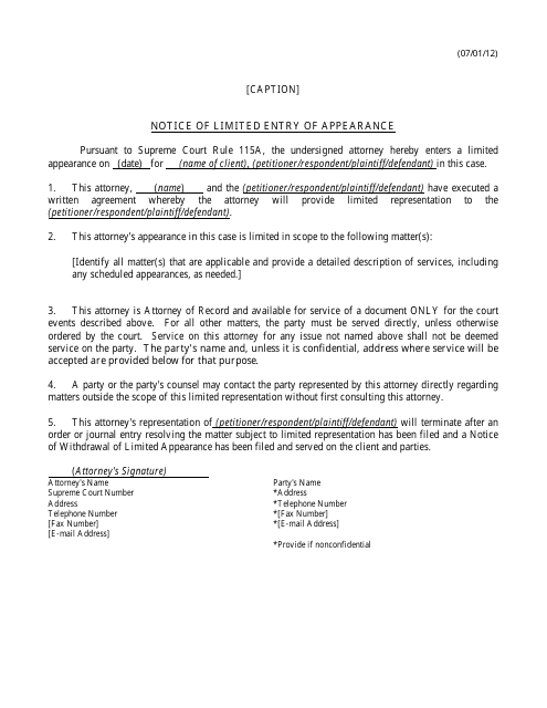 Notice of Limited Entry of Appearance - Kansas