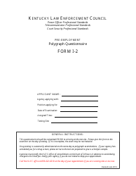 KLEC Form I-2 Pre-employment Polygraph Questionnaire - Kentucky