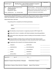 Document preview: KLEC Form Q-3 Drug Screening Approval - Kentucky