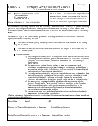 Document preview: KLEC Form Q-5 Psychological Examination Approval - Kentucky