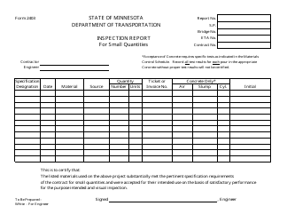Document preview: Form 2403 Inspection Report for Small Quantities - Minnesota