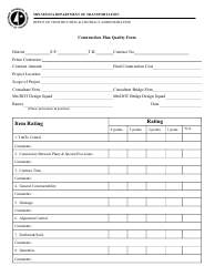 Document preview: Construction Plan Quality Form - Minnesota