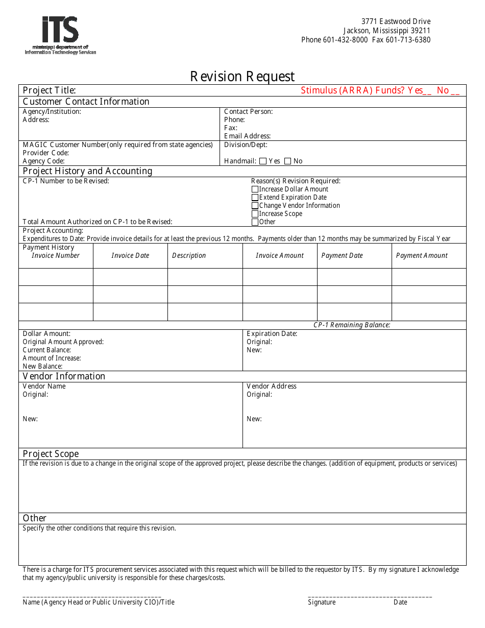Revision Request Form - Mississippi, Page 1
