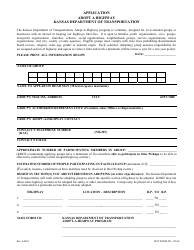 DOT Form 1210A &quot;Adopt a Highway Application&quot; - Kansas
