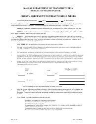 DOT Form 0322 County Agreement to Treat Noxious Weeds - Kansas