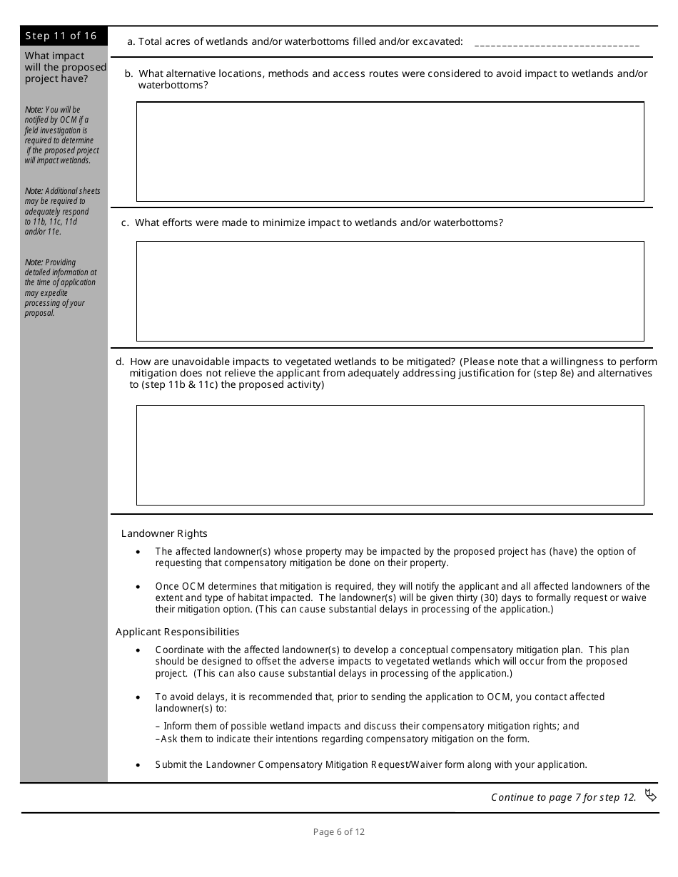 Joint Permit Application for Work Within the Louisiana Coastal Zone - Louisiana, Page 6