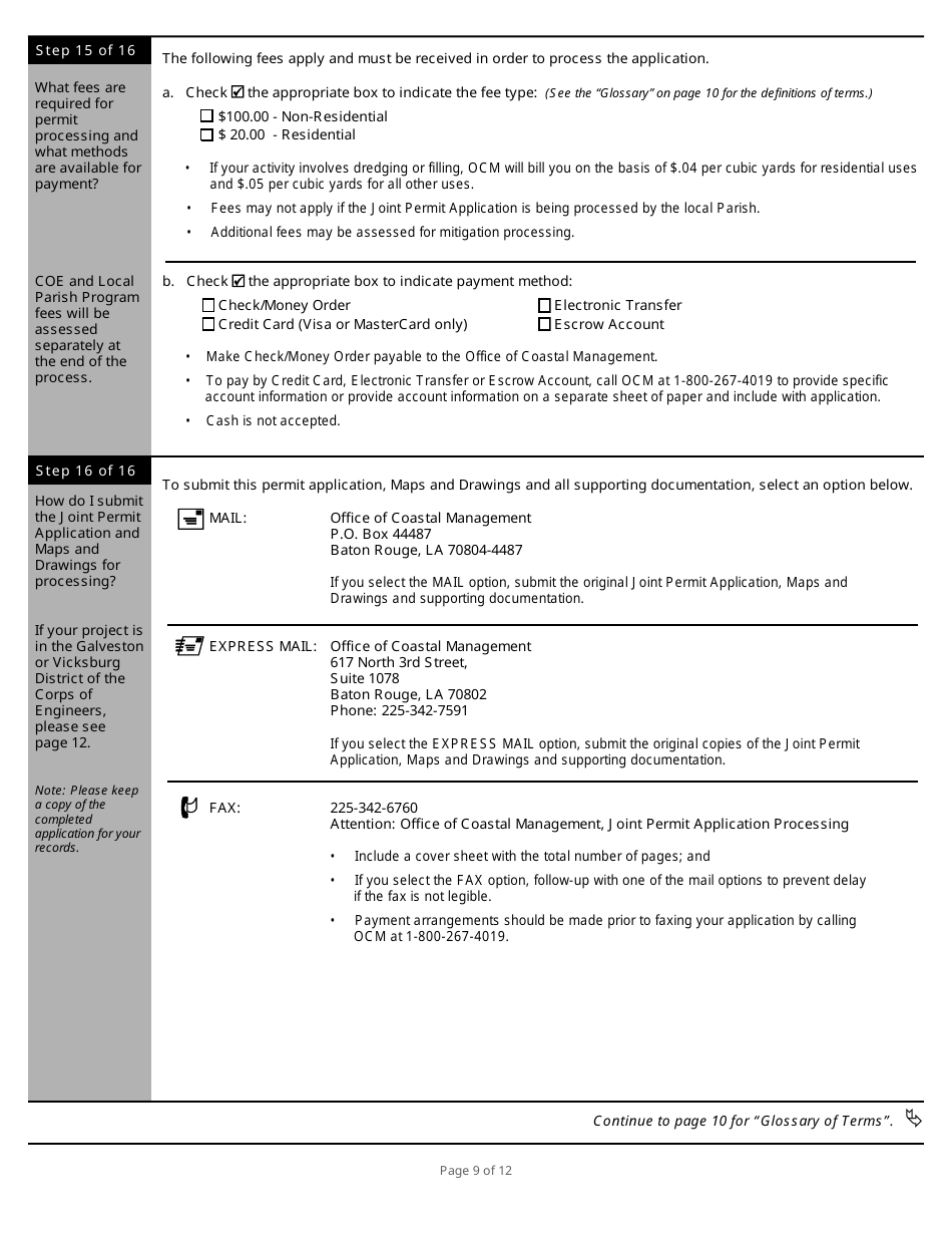 Joint Permit Application for Work Within the Louisiana Coastal Zone - Louisiana, Page 9