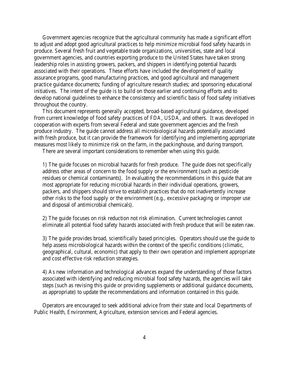 Guide to Minimize Microbial Food Safety Hazards for Fresh Fruits and Vegetables, Page 10