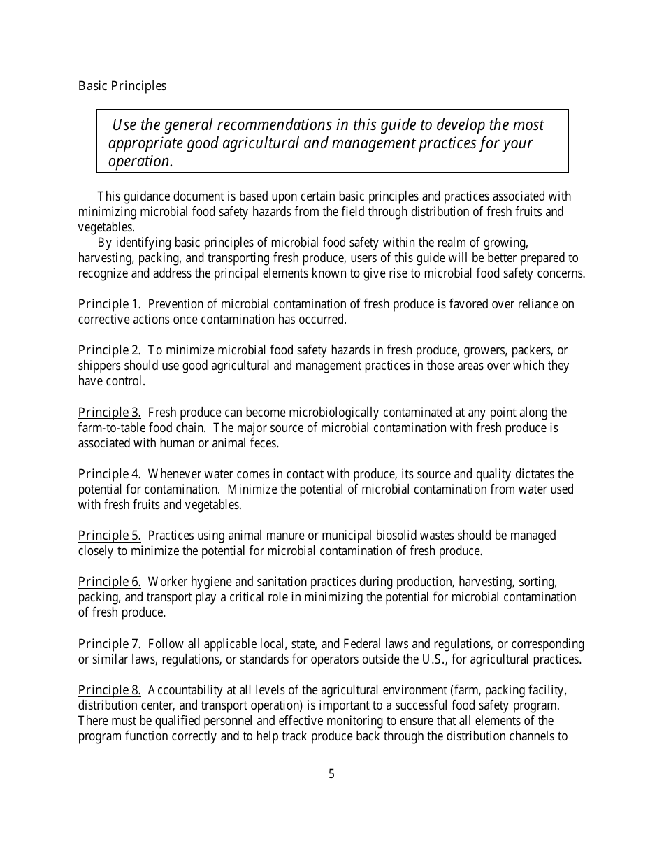 Guide to Minimize Microbial Food Safety Hazards for Fresh Fruits and Vegetables, Page 11