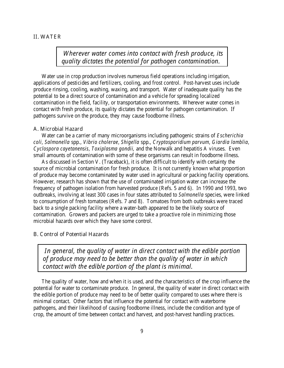 Guide to Minimize Microbial Food Safety Hazards for Fresh Fruits and Vegetables, Page 15