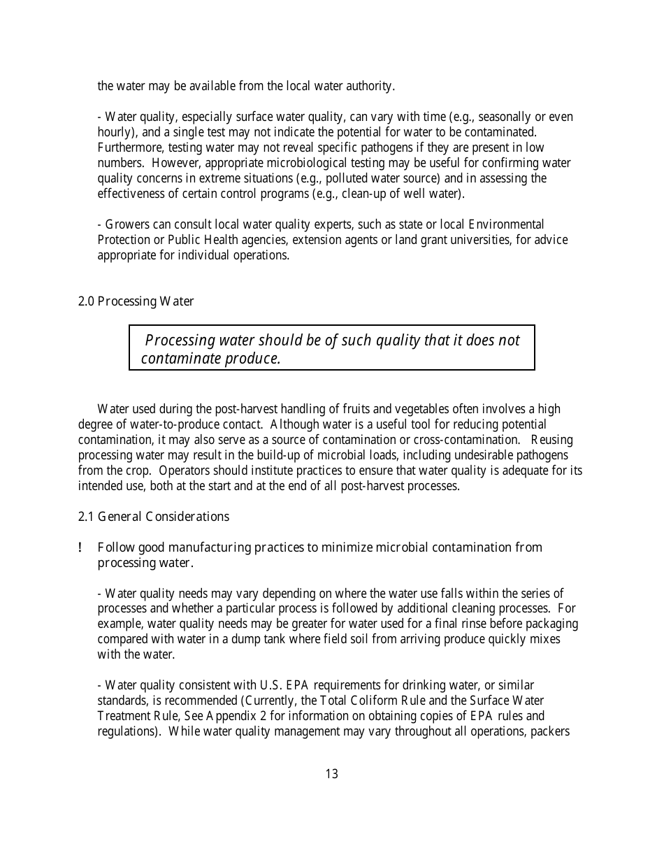 Guide to Minimize Microbial Food Safety Hazards for Fresh Fruits and Vegetables, Page 19