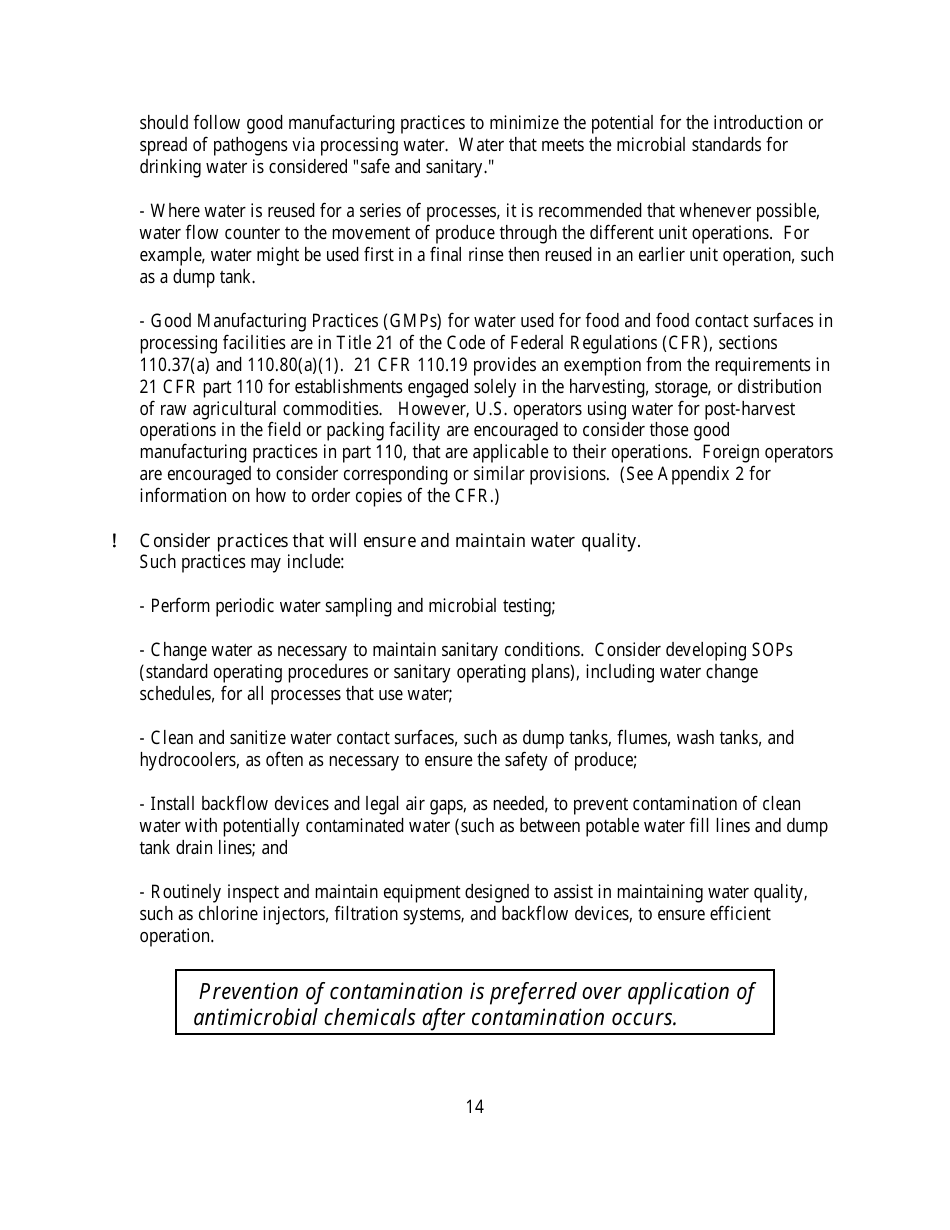 Guide to Minimize Microbial Food Safety Hazards for Fresh Fruits and Vegetables, Page 20