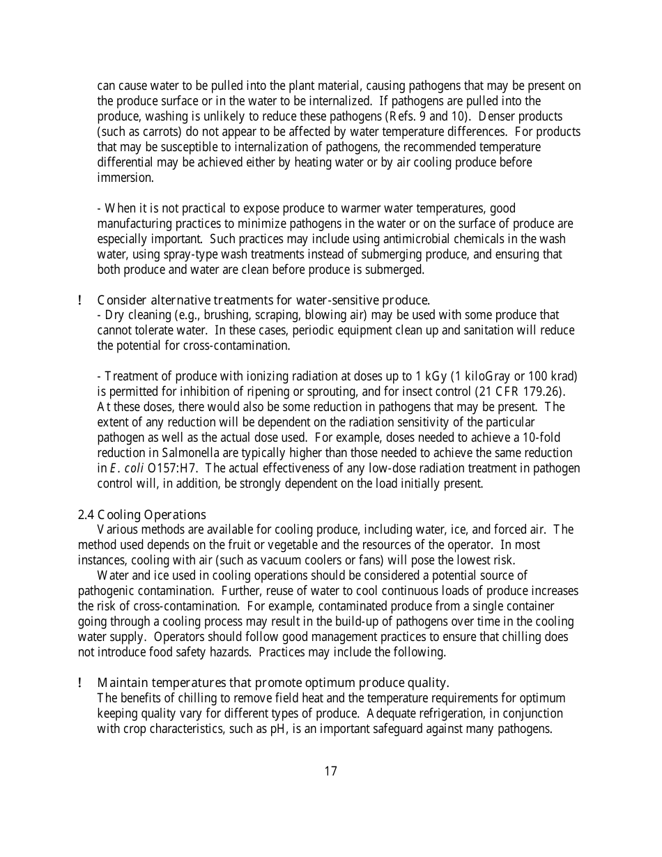 Guide to Minimize Microbial Food Safety Hazards for Fresh Fruits and Vegetables, Page 23