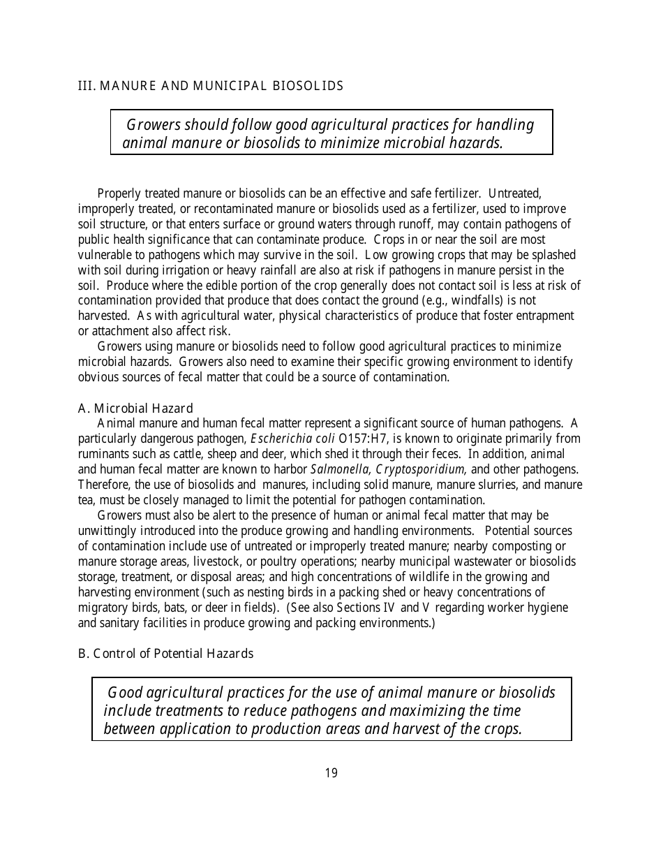 Guide to Minimize Microbial Food Safety Hazards for Fresh Fruits and Vegetables, Page 25