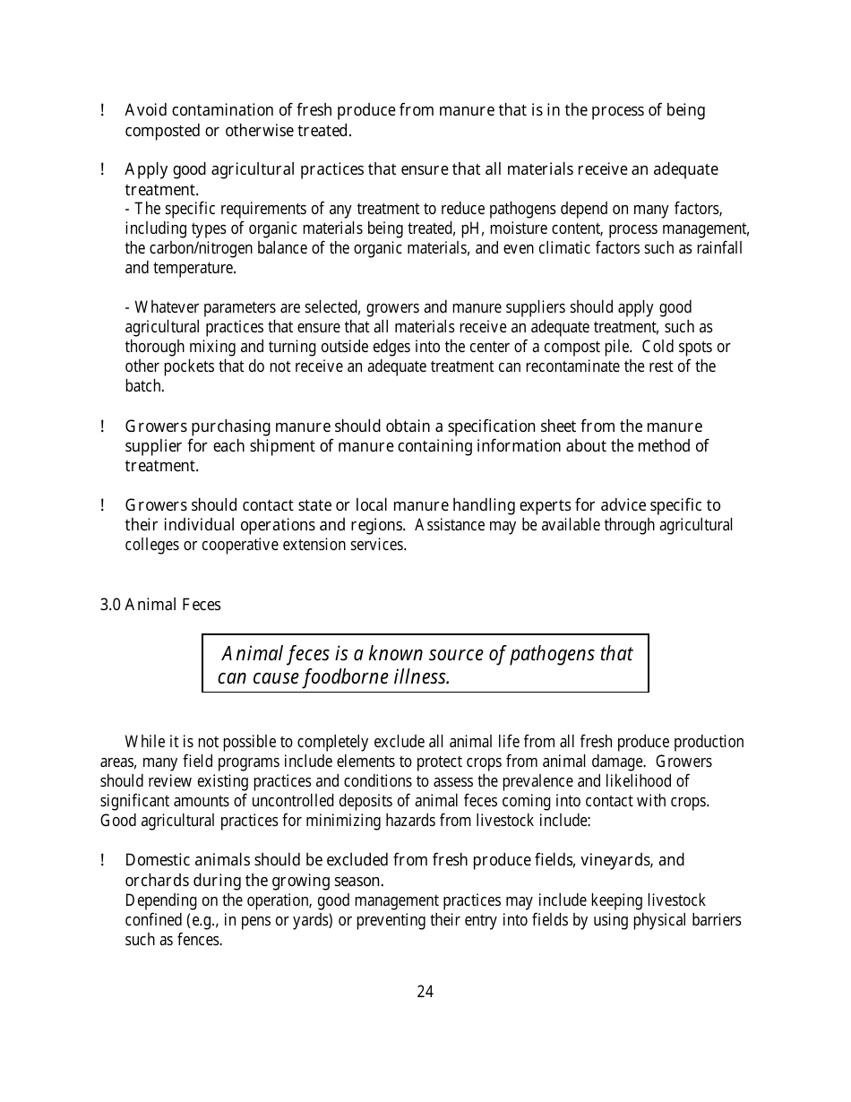 Guide to Minimize Microbial Food Safety Hazards for Fresh Fruits and Vegetables, Page 30