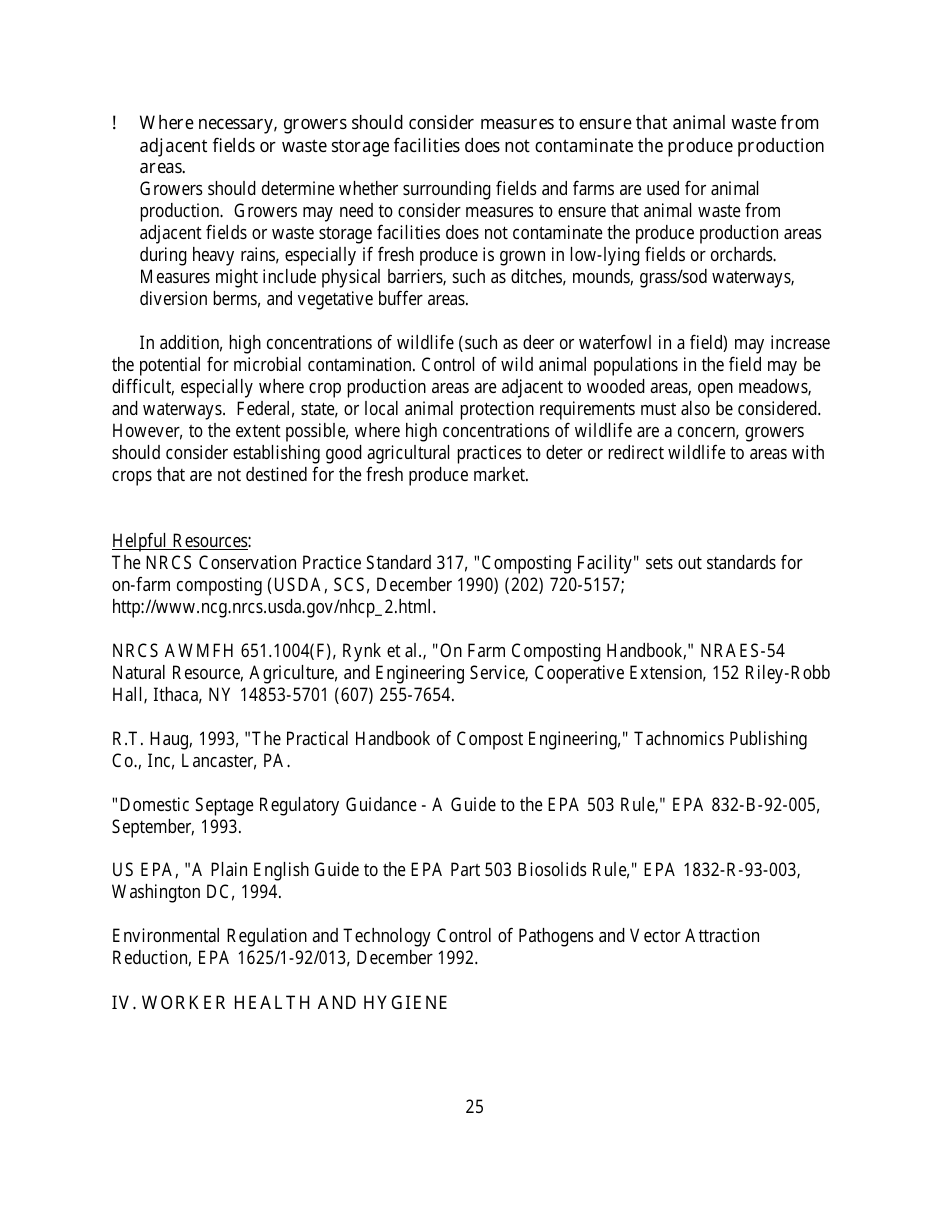 Guide to Minimize Microbial Food Safety Hazards for Fresh Fruits and Vegetables, Page 31