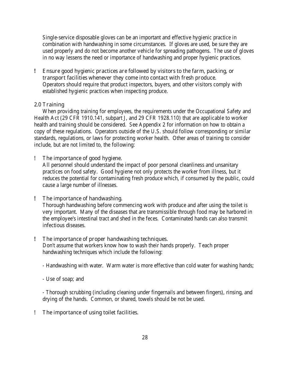 Guide to Minimize Microbial Food Safety Hazards for Fresh Fruits and Vegetables, Page 34