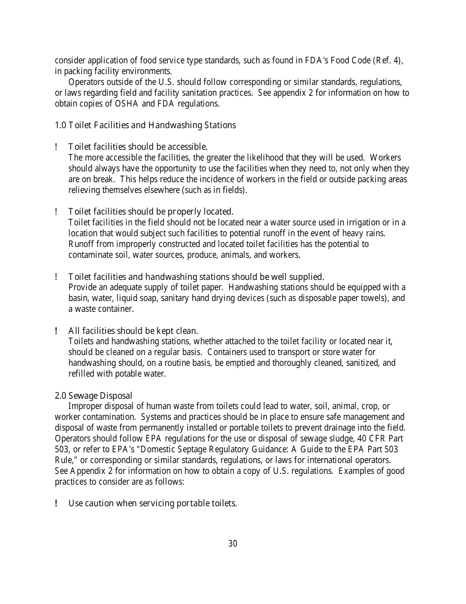 Guide to Minimize Microbial Food Safety Hazards for Fresh Fruits and Vegetables, Page 36