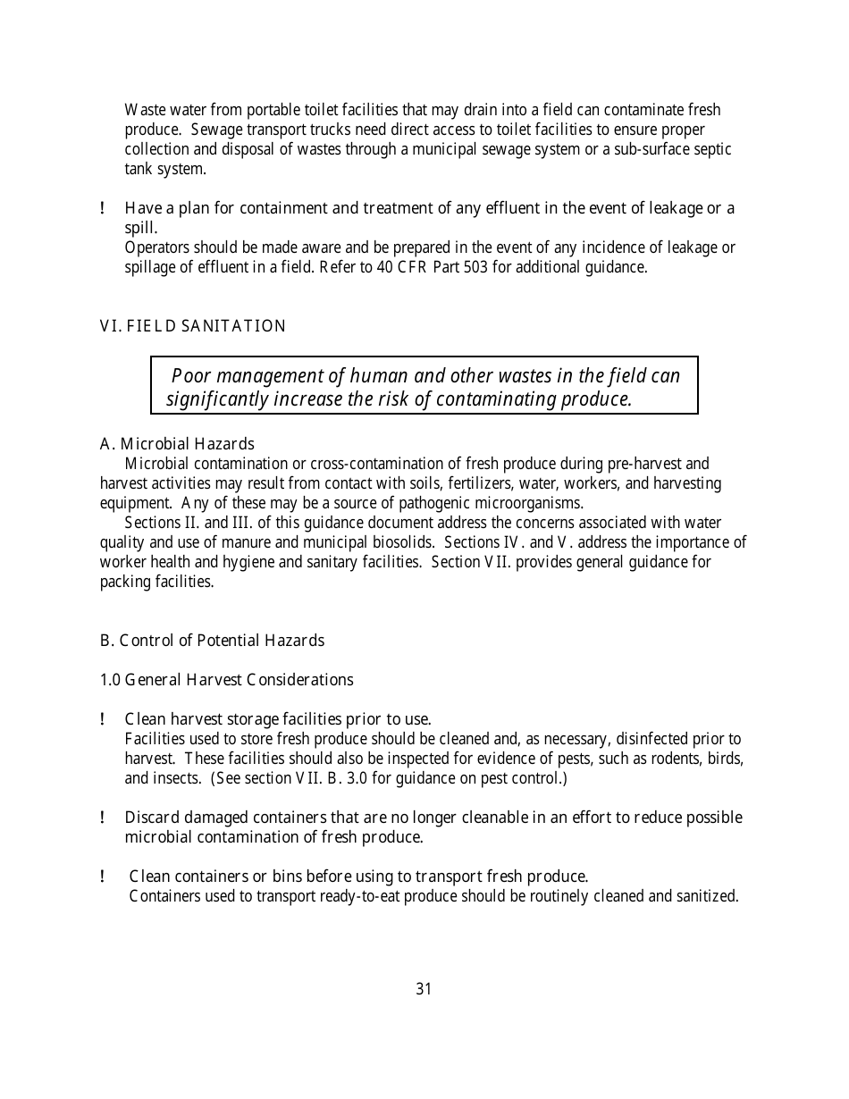 Guide to Minimize Microbial Food Safety Hazards for Fresh Fruits and Vegetables, Page 37