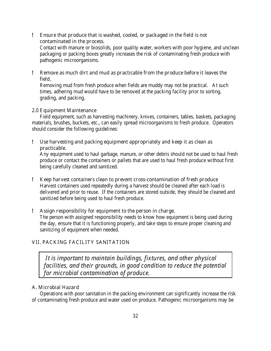 Guide to Minimize Microbial Food Safety Hazards for Fresh Fruits and Vegetables, Page 38