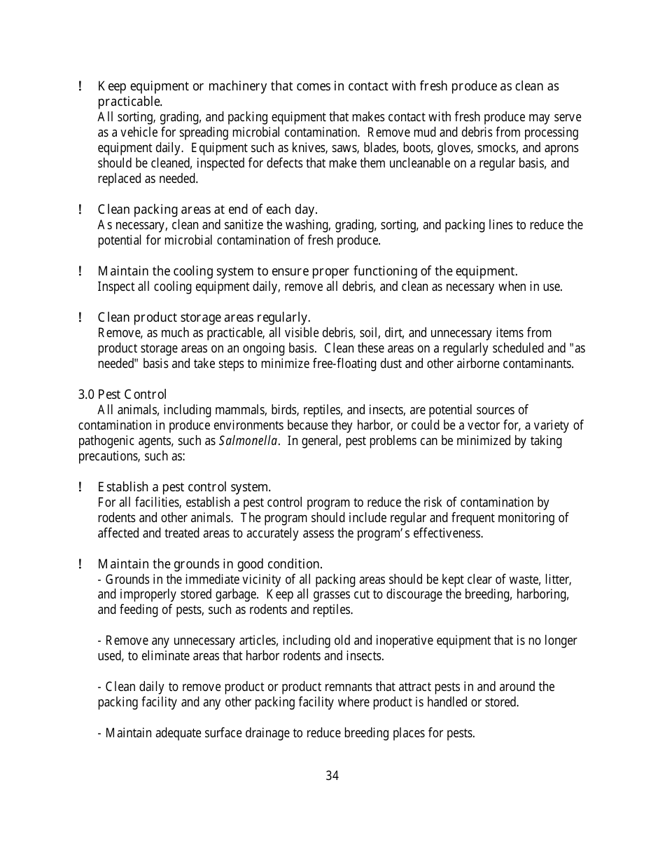 Guide to Minimize Microbial Food Safety Hazards for Fresh Fruits and Vegetables, Page 40