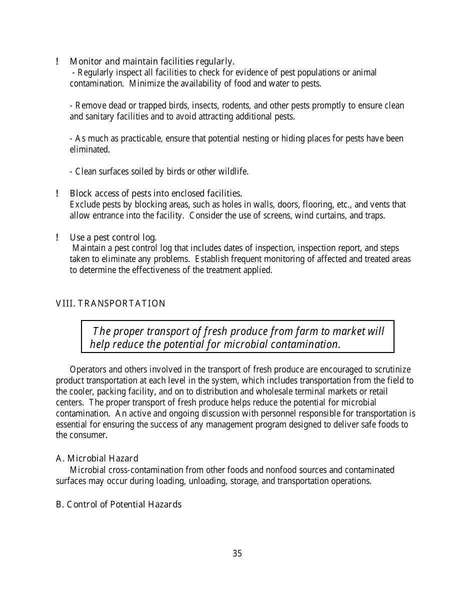 Guide to Minimize Microbial Food Safety Hazards for Fresh Fruits and Vegetables, Page 41