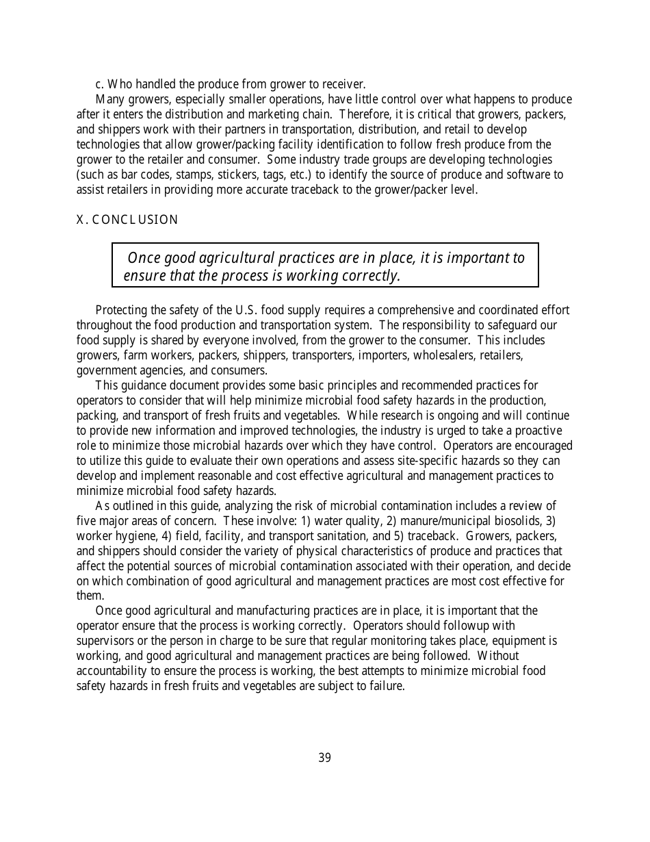 Guide to Minimize Microbial Food Safety Hazards for Fresh Fruits and Vegetables, Page 45