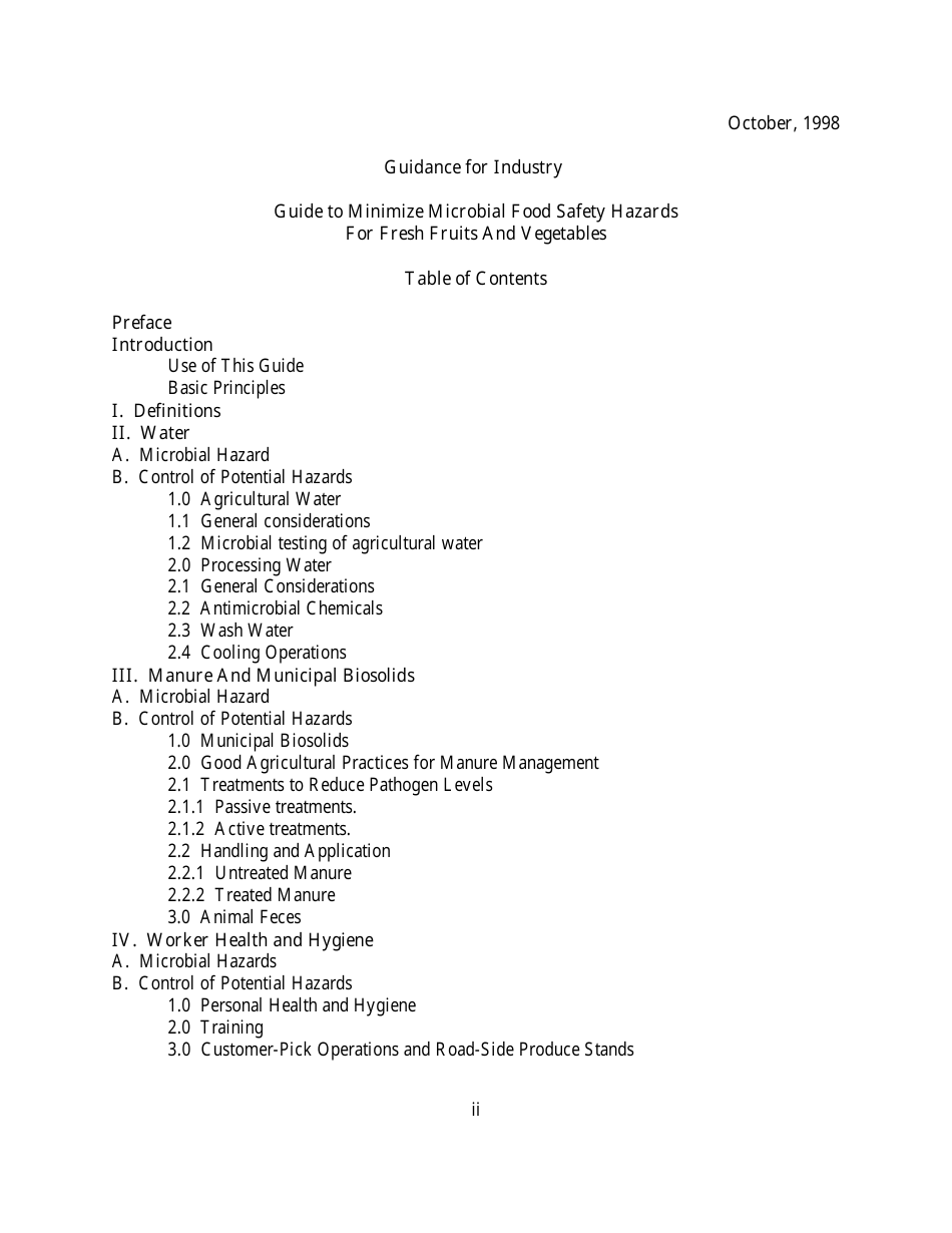 Guide to Minimize Microbial Food Safety Hazards for Fresh Fruits and Vegetables, Page 5