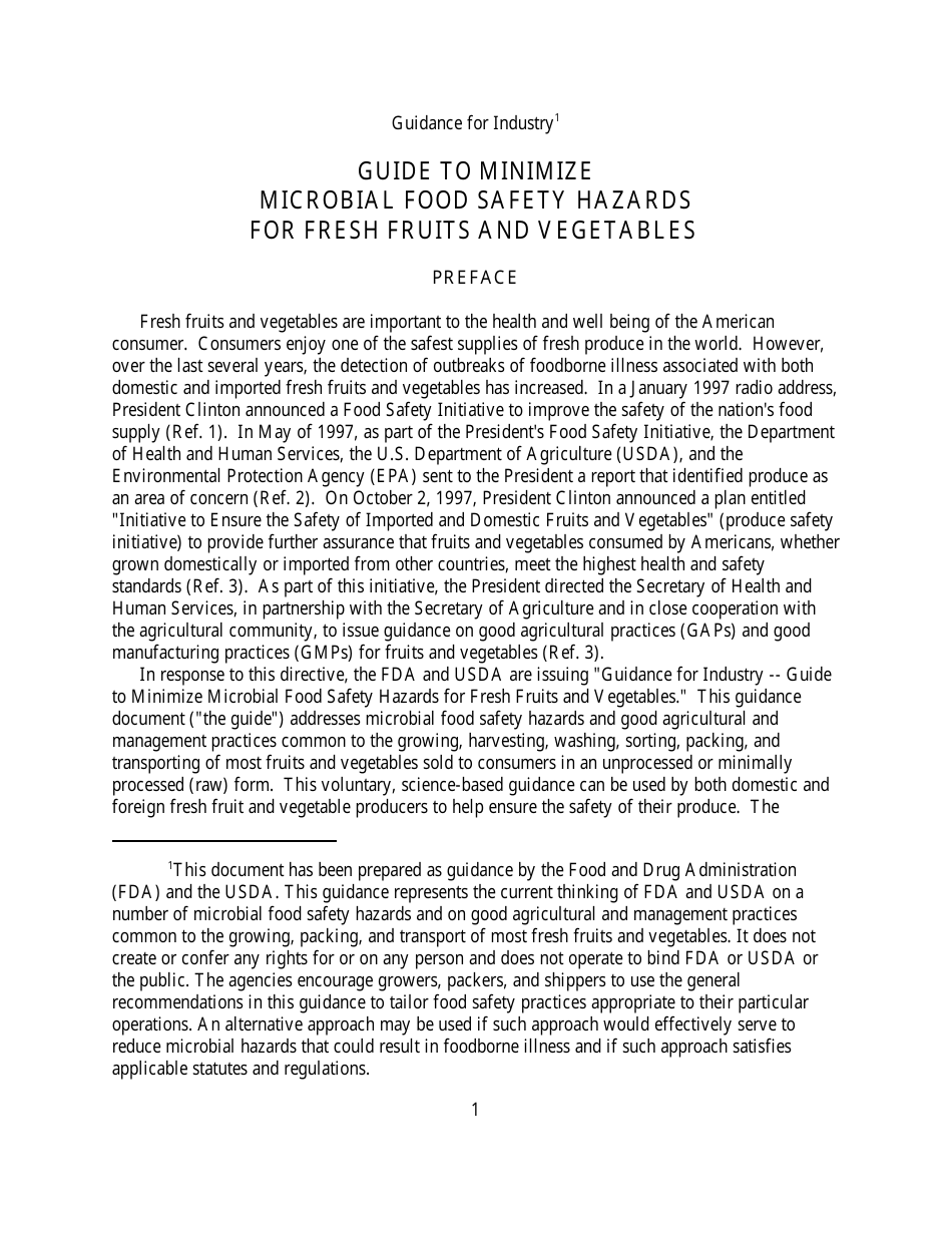 Guide to Minimize Microbial Food Safety Hazards for Fresh Fruits and Vegetables, Page 7