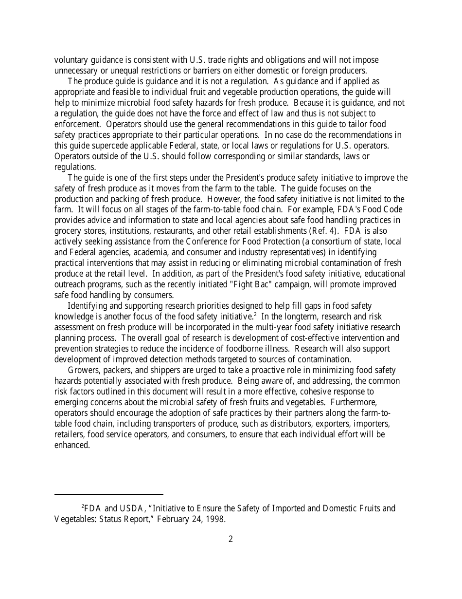 Guide to Minimize Microbial Food Safety Hazards for Fresh Fruits and Vegetables, Page 8