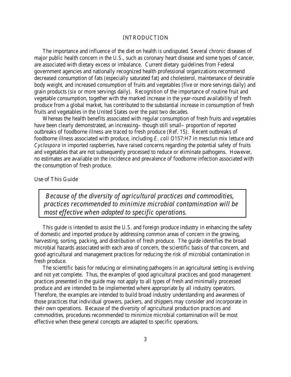 Guide to Minimize Microbial Food Safety Hazards for Fresh Fruits and Vegetables, Page 9