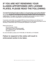 Form VSD674 Request for Cancellation of Illinois Apportioned (Irp) Plates - Illinois, Page 2